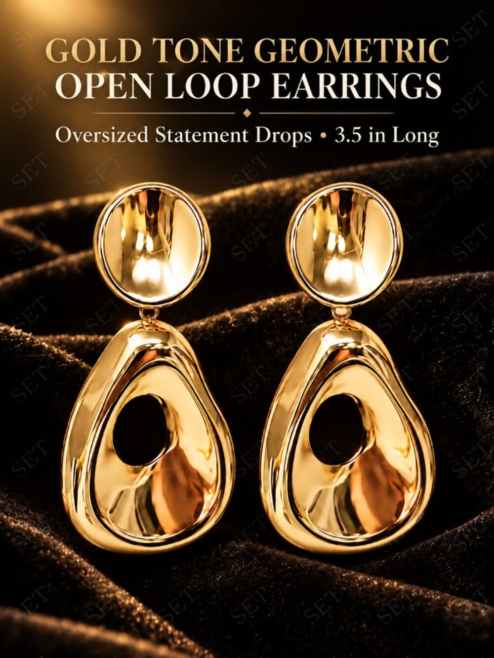 Geometric Open Loop Statement Earrings | Gold or Silver Tone